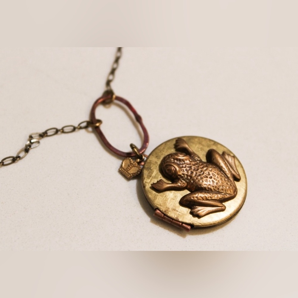 Brass antique frog locket